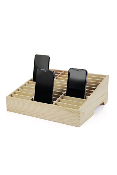 Generic حامل خشبي للهاتف المحمول من Ozzptuu، منظم سطح المكتب، صندوق تخزين للف...