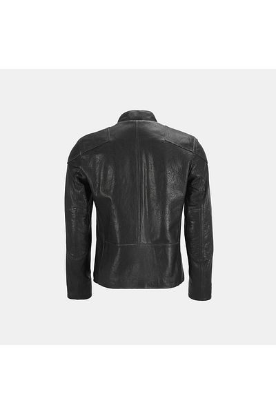 Desa Men's Black Vintage Leather Coat
