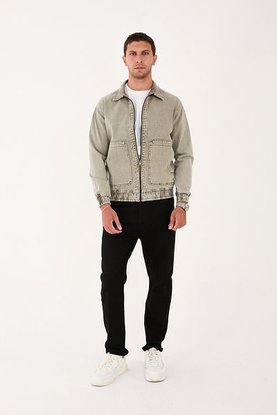 STOCX Men's Rubber Waisted Casual Jean Jacket