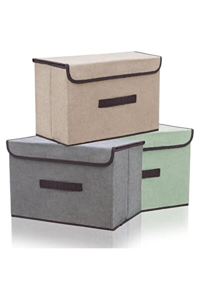 Generic Beauenty 3Pcs Storage Bins with Lids, Foldable Colorful Fabric Storag...