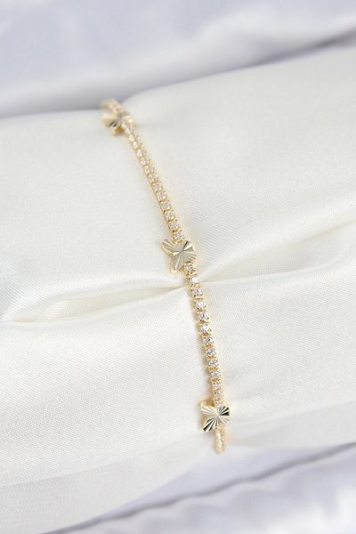 shopwave Brass Zircon Stone Butterfly Model Gold Color Women's Bracelet