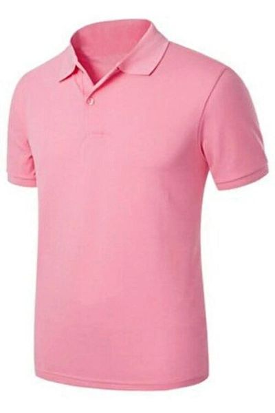 Zeta Group Short Sleeve Polo Neck Casual 2 Buttons Pink T-Shirt - Pink - Ilc2.Umq-Kyisg-Pem-Yet