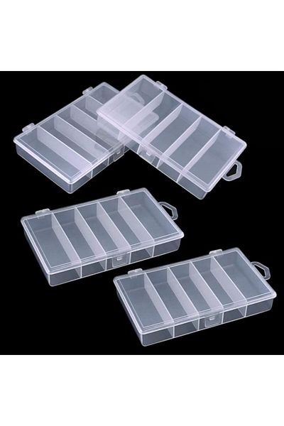Generic Newbested 4 Pack 5 Grid Clear Plastic Fishing Tackle Bait Hooks Storage Box,Visible Bead Jewelry Ma