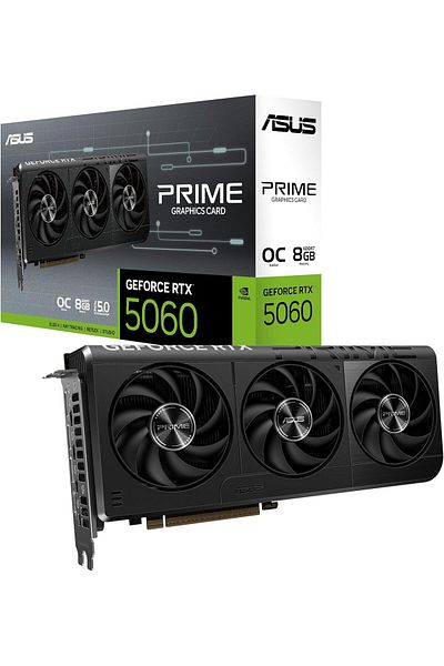 ASUS بطاقة رسومات PRIME-RTX5060-O8G-NVIDIA-GEFORCE-RTX 5060-8GB GDDR7-128bit-HDMI-3xDP-DLSS3