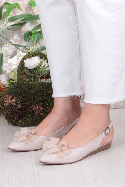 fort 7030 Ceyn Stone Fiyank Detailed Open Back Women's Ballerinas