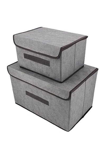 Generic صندوقان تخزين من القماش مع غطاء من Homarket، صناديق تخزين قابلة للطي ...