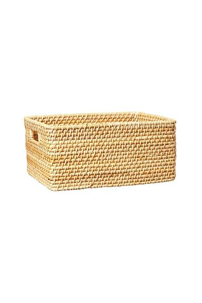 Generic صناديق تخزين مستطيلة من الخيزران بمقابض من هومسميثس، كبيرة، لون طبيعي