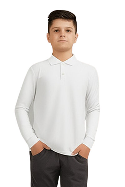 vory Παιδικό σχολικό μπλουζάκι με γιακά πόλο με μακρυμάνικο υφασμάτινο κουμπί...