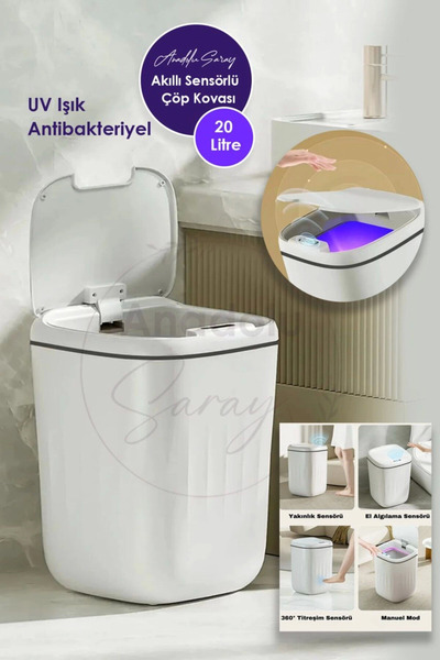 Clevora 20L Uv Light Intelligent Odor-Proof Technological Sensor Trash Can Office Bathroom