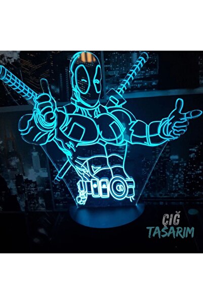 Çığ Tasarım 3D LED Masa Lambası Deadpool Deadpool LED Işık Gece Lambası Deadp...
