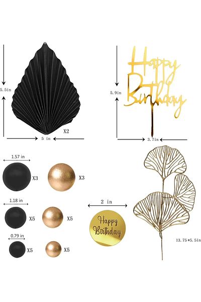 Baloane Vesele Premium Cake Decoration Black Gold Elegance TOP119