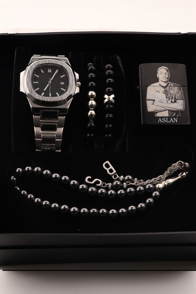 nw northwatch Takım Futbolcu Baskılı Çakmaklı Erkek Saat Hediye Seti