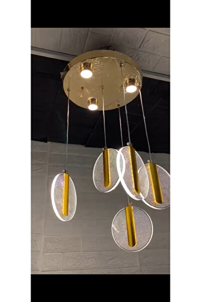 ATLT MODERN LUXURY LED AVİZE GOLD 5 Lİ SARKIT AVİZE GÜN IŞIĞI
