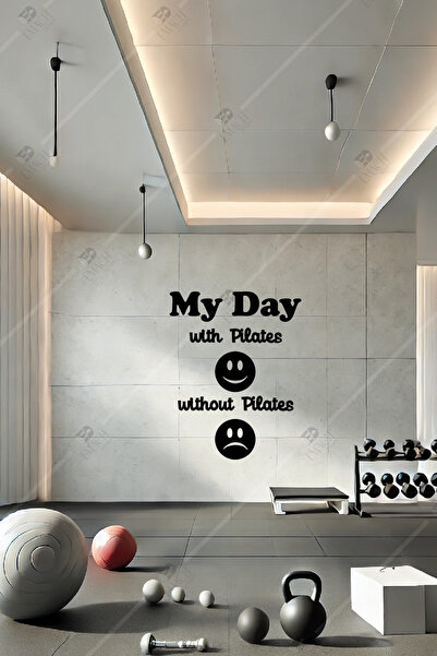 Emach Dizayn My Day with Plates without pilate yazılı Ahşap Duvar Dekoru Süsü