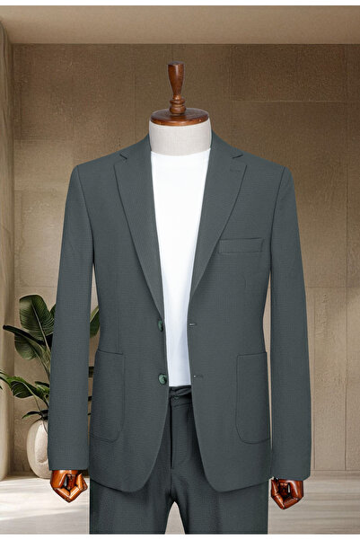 Sergio Ferraro Antrasit Beli Lastikli Yazlık Günlük ve Şık Takım Elbise Ceket...