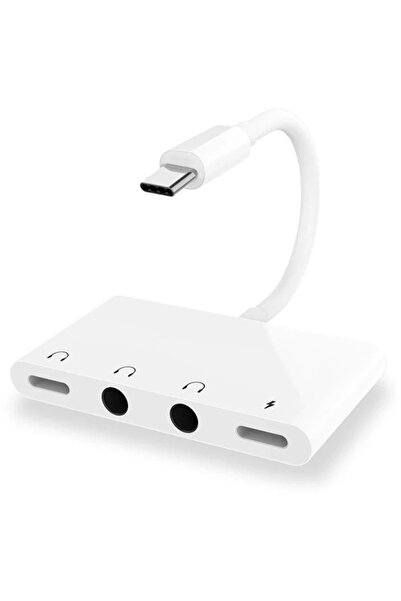 AyrStore Ally Andriod Usb Type C 4In1 Otg Ses Adaptörü Çift Dc 3.5Mm Jack-(1903)