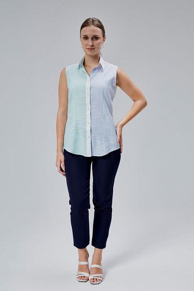 FARQIN Zero Sleeve Slim Fit Linen Women's Shirt