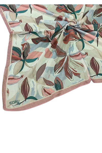 mim eşarp Eșarfă din bumbac moale Ebruli cu model floral - 95x95 cm