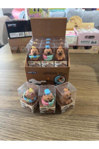 Gıpta CAPYBARA ŞEKİLLİ SİLGİ 3 ADET - BEZ ÇANTA HEDİYELİ MODEL 4