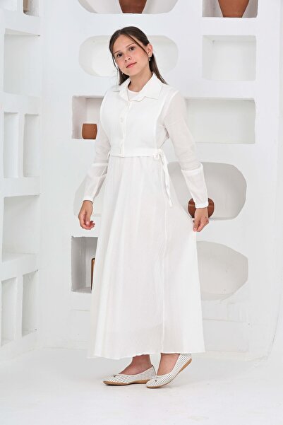 Jannock Young Girl Premium Seersucker Fabric Long Hijab Dress and Gilet Set – Lined 2-Piece Combination-4948