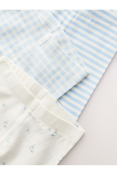 Next Baby Cotton Blue Floral Patterned 3-Piece Tights Set