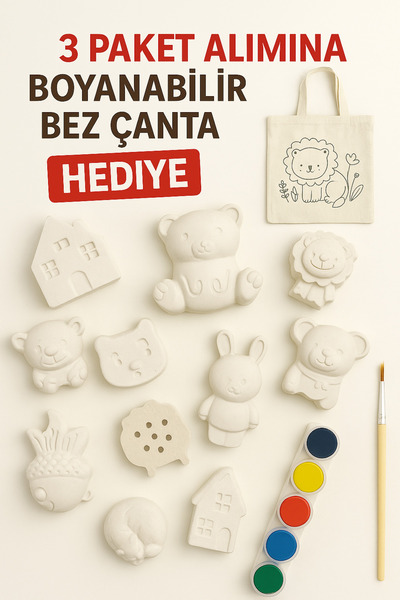 Genel Markalar 10lu Alçı Taş Boyama Seti Eğlence ve Yaratıcılığı Bir Arada Su...