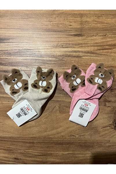 YCN 4 Adet Pamuklu Ayıcık Desenli Patik Çorap