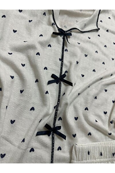 İpek Women's Short Sleeve Bow Detailed Shorts Pajama Set