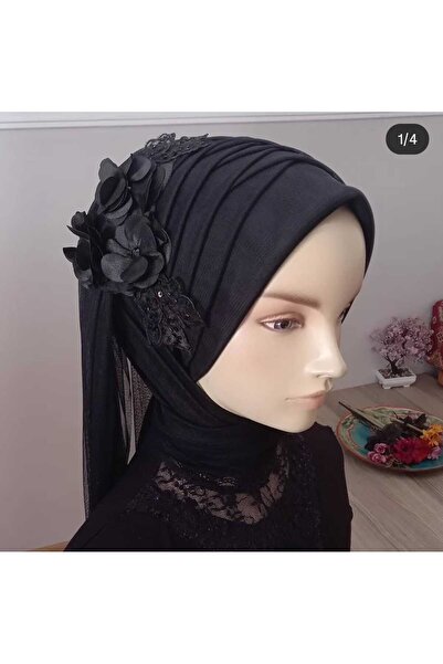 BERKE TUHAFIYE AKSESUAR Black Veil Scarf Model Ready Veil Ready Shawl Ready T...