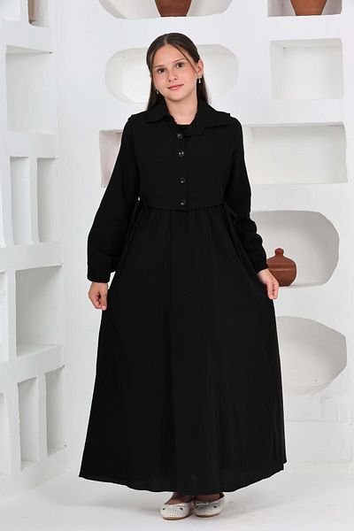 Jannock Young Girl Premium Seersucker Fabric Long Hijab Dress and Gilet Set – Lined 2-Piece Combination-4948