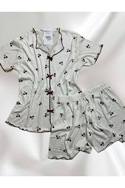 İpek Women's Short Sleeve Bow Detailed Shorts Pajama Set