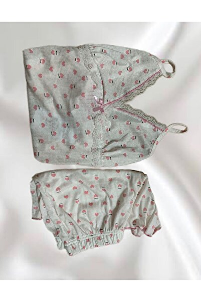 İpek Women's Rope Strap Lace Detailed Pajama Set with Shorts