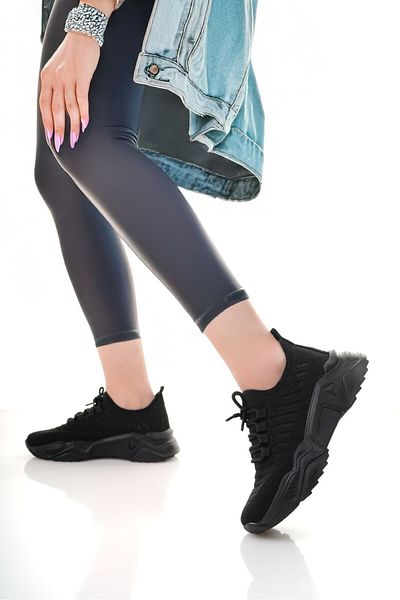 Zerenyus Ante Black Knitwear Lace-Up Sports Shoes