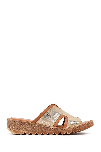 Derimod Women's Tan Leather Comfort Slippers 25Sfd410214