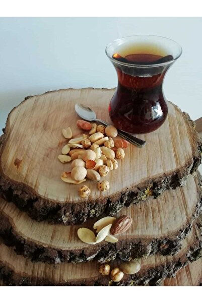 AKAY TİCARET Doğal Ahşap Sunum Dekoratif Kütük Doğal Ağaç Oval Tepsi Servis S...