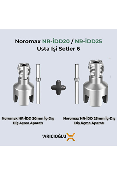 Noromax NR-İDD 20mm-25mm İç-Dış Plastik Boru Diş Açma Aparat Seti