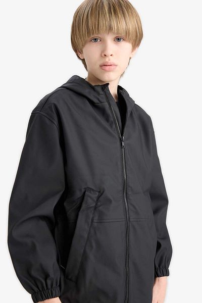DeFacto Boy's Water Repellent Hooded Zippered Raincoat E7369A825Au