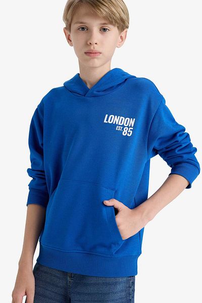 DeFacto Boy's Hooded Printed Soft Inside Furry School Sweatshirt E9579A825Au