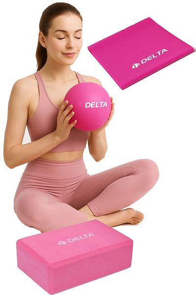 Delta Pilates Set – 20 cm Mini Ball 150 X 15 cm Band Eva Yoga Block |   Home Posture & Stretching