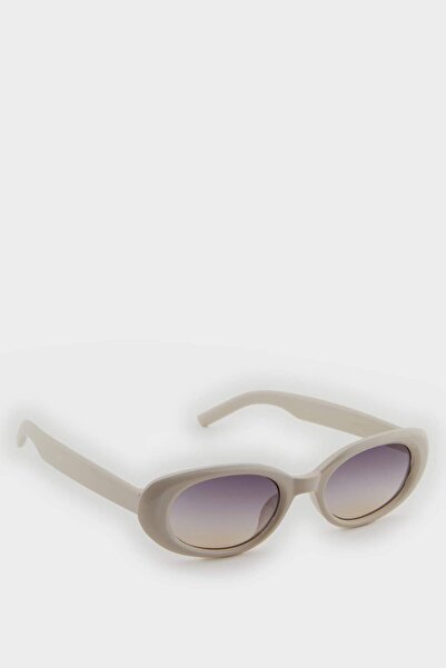 DeFacto Women's Round Black Plastic Frame Black Glass Uv Sunglasses F0583Axns