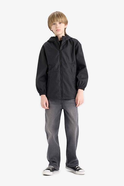 DeFacto Boy's Water Repellent Hooded Zippered Raincoat E7369A825Au