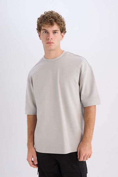 DeFacto New Season Loose Fit Crew Neck Short Sleeve Heavy Fabric Basic Plain T-Shirt
