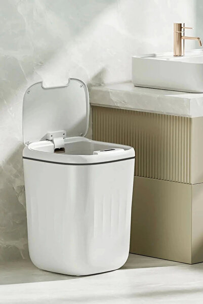 Clevora Coș de gunoi cu senzor tehnic inteligent, rezistent la mirosuri, cu lumină UV de 20 l, baie de birou