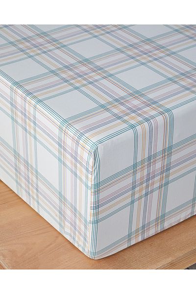 English Home Spektrum Line Cotton Single Fitted Sheet 100X200 cm Green-Blue