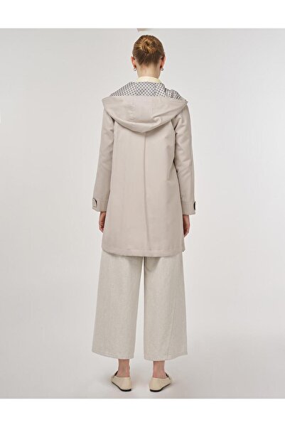 KYR Kapüşonlu Kısa Trençkot Taş