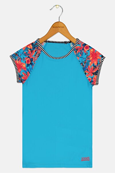 Zoggs Kids Girl Floral Short Sleeves Swim Tops, Multicolor