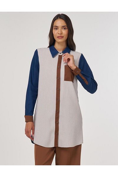KYR Color Blocked Viscose Tunic Brown