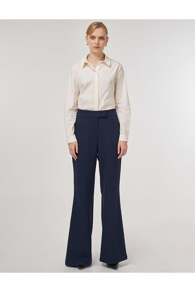 Kayra Spanish Leg Trousers Dark Navy Blue