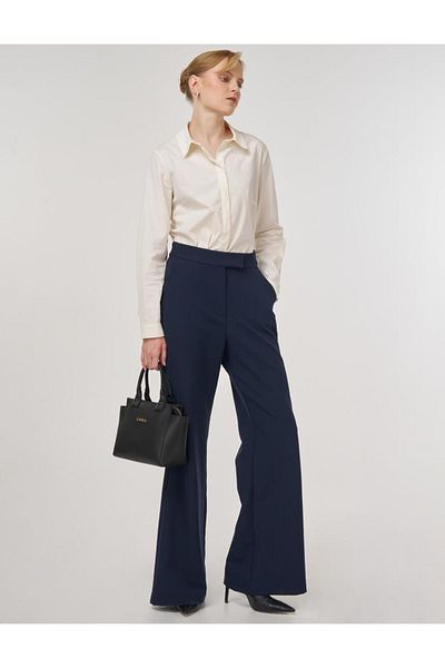 Kayra Spanish Leg Trousers Dark Navy Blue