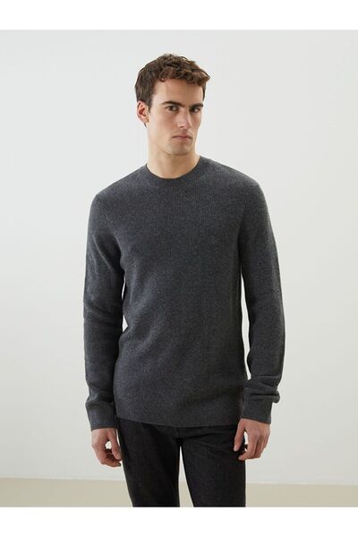 LC Waikiki Ανδρικό πλεκτό πουλόβερ Anthracite Crew Neck